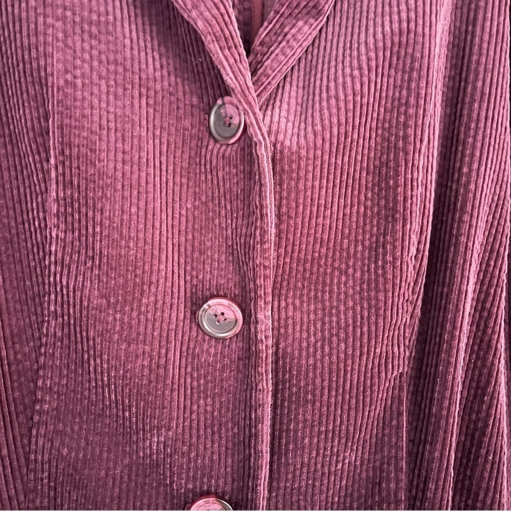 J. Jill Wide Wale Corduroy Velvet Trip Chore Jacket Coat Purple Plum Shacket - Picture 4 of 13